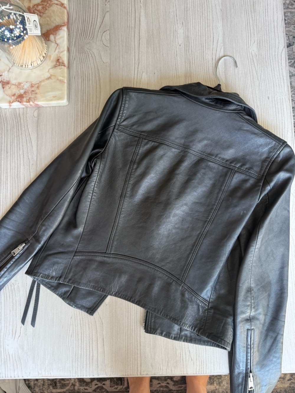 All Saints Black Leather Asymmetric Moto Jacket - Picture 4 of 4